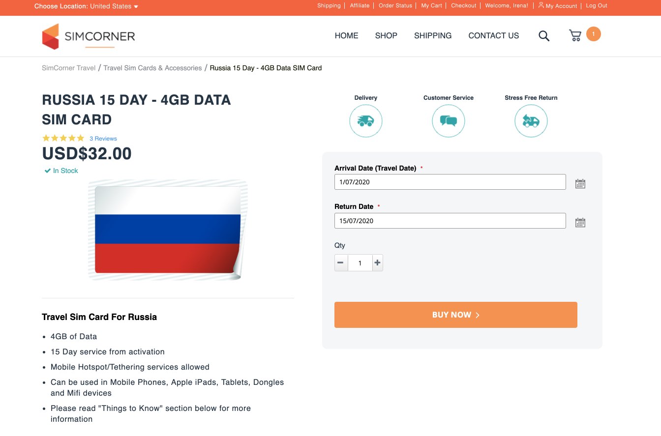 Buy Russian SIM Card online - Russia 15 Day - 4GB Data SIM Card