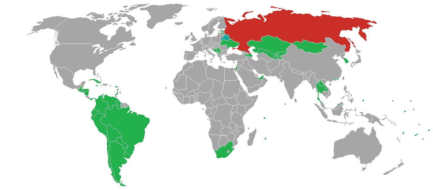 Visa policy to travel Russia - World map