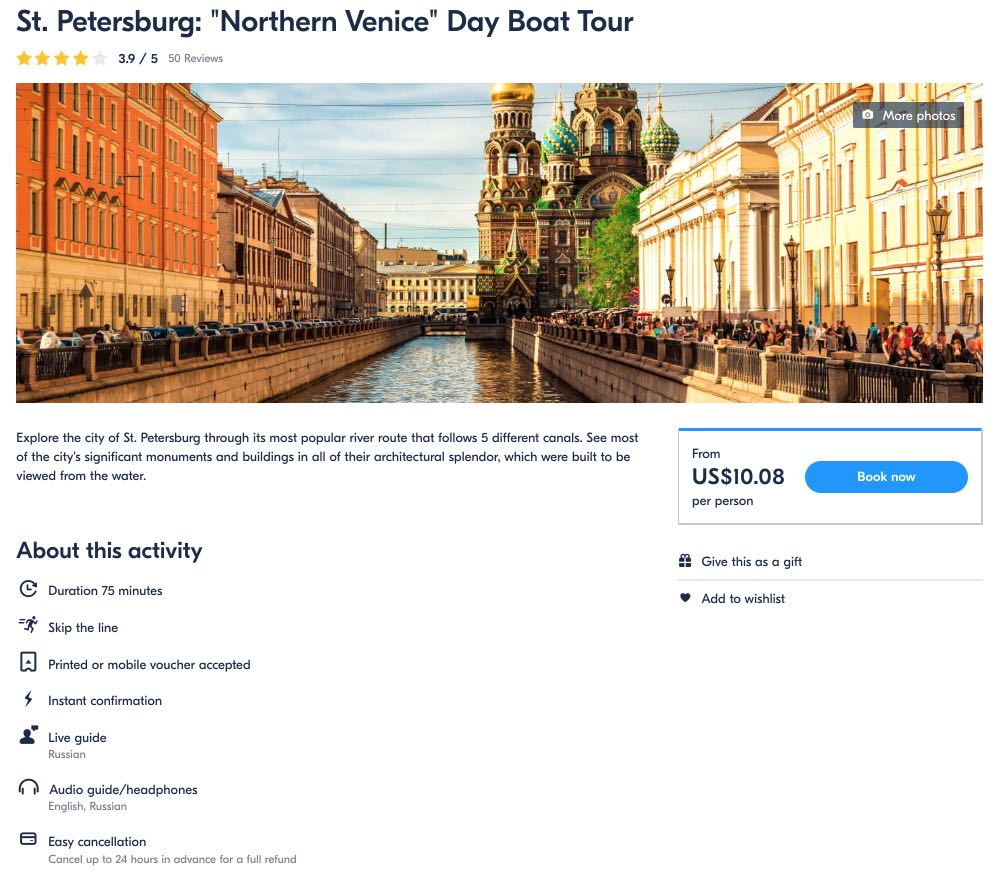 St Petersburg - Northern Venice Day Boat Tour