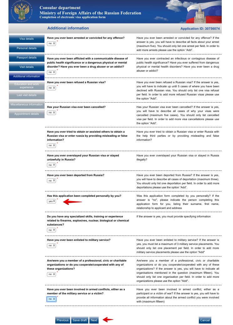 Fill out Russian Visa Application Form for Canadian citizens 8