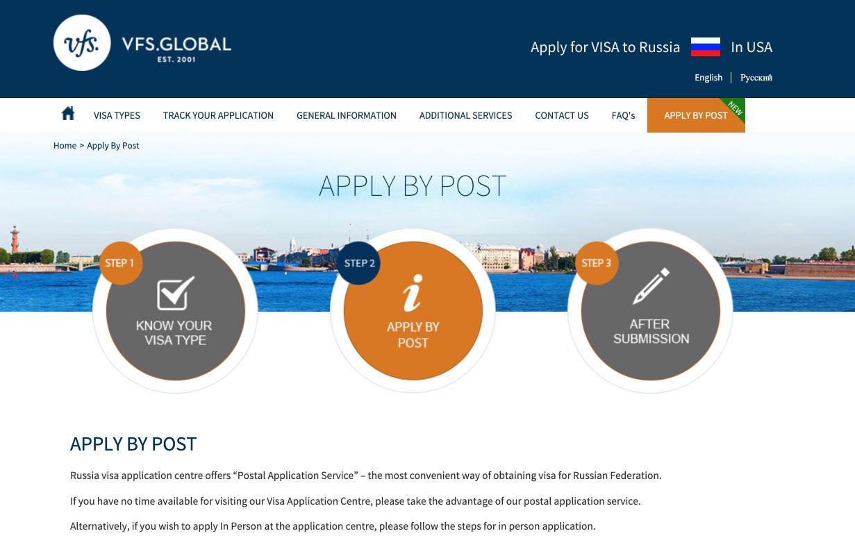 Russia Visa Information in USA - Apply By Post - VFS Global