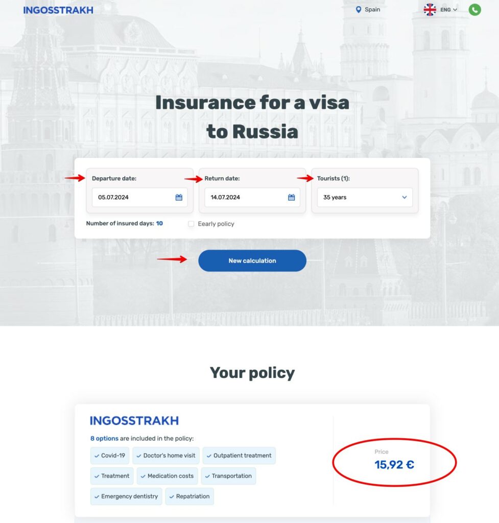 Försäkring för ett ryskt visum - Betala med amerikanska betalkort Mastercard Visa Maestro American Express JCB UnionPay 1
