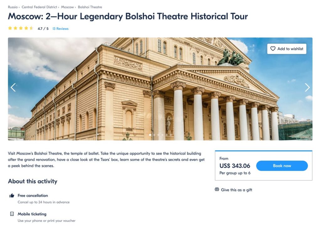 Moscow 2–Hour Legendary Bolshoi Theatre Historical Tour - GetYourGuide