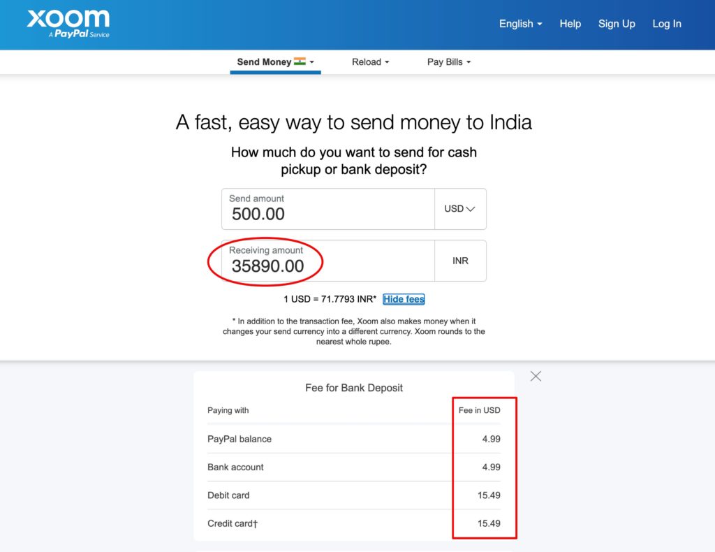 Send money from US to India with Xoom PayPal