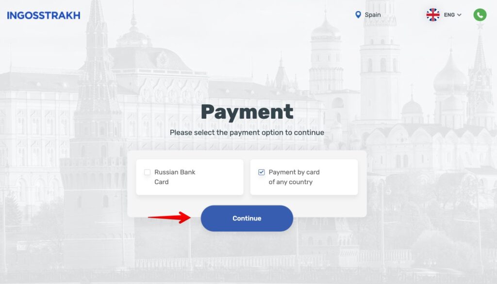 You can pay with cards from any country: Visa, Mas
