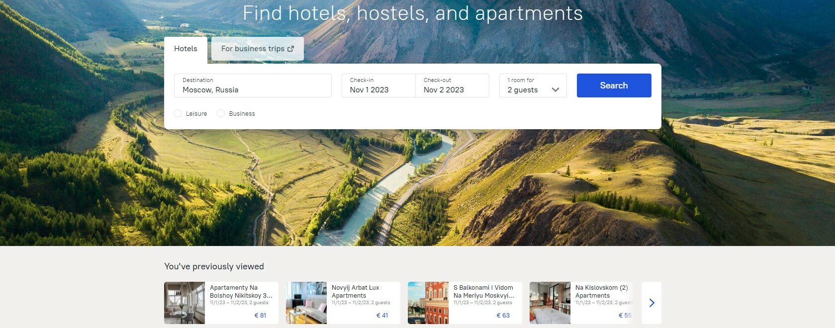 Ostrovok website - alternative to booking and airbnb - Ukraine war sanctions