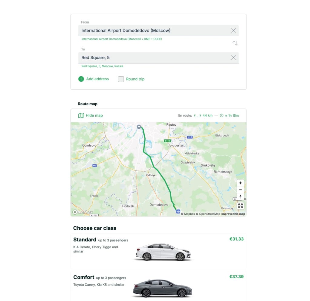 How to book a taxi in Moscow, Saint Petersburg, Kazan, sochi