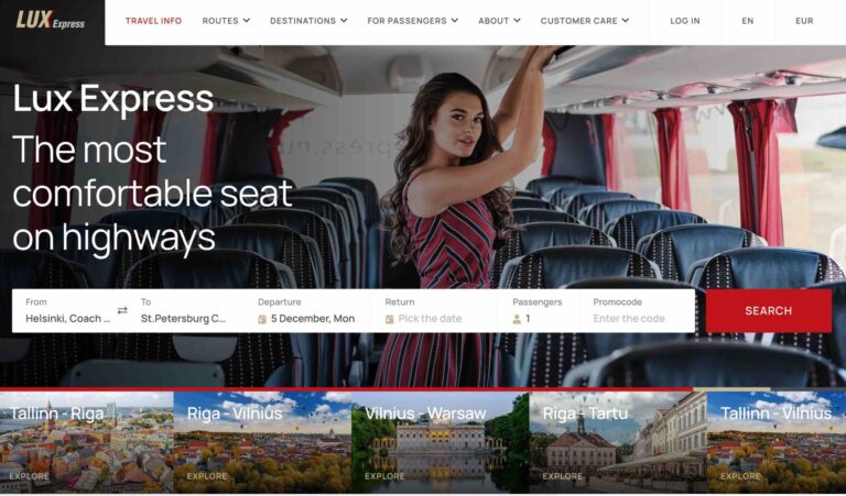 Lux Express bus from Tallinn and Riga to Saint Petersburg