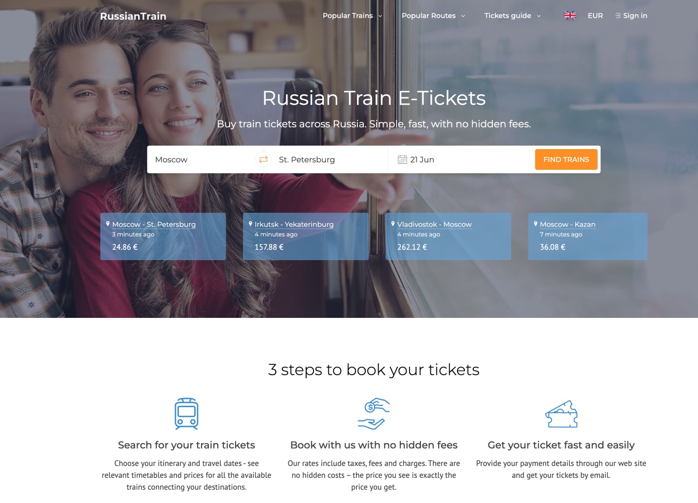 Searching Russian trains on RussianTrain