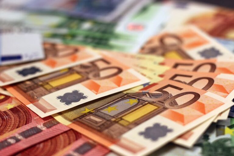Crisp euro banknotes ready to exchange for rubles in Russia