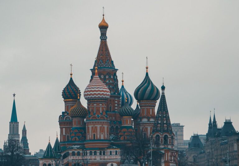 St. Basil's Cathedral on Red Square in Moscow on a grey winter day